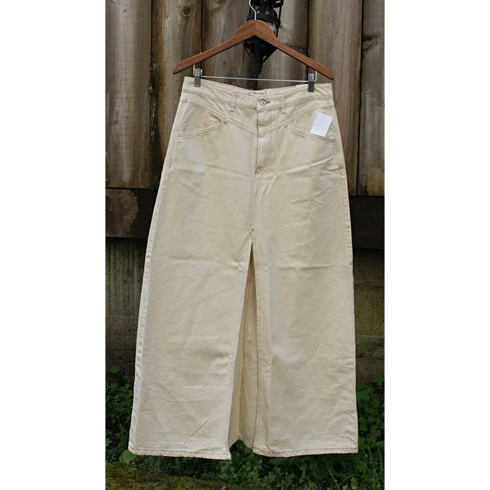 NEW Free People We the Free - Come As You Are Denim Maxi Skirt in WISP - sz 10 - Picture 4 of 11